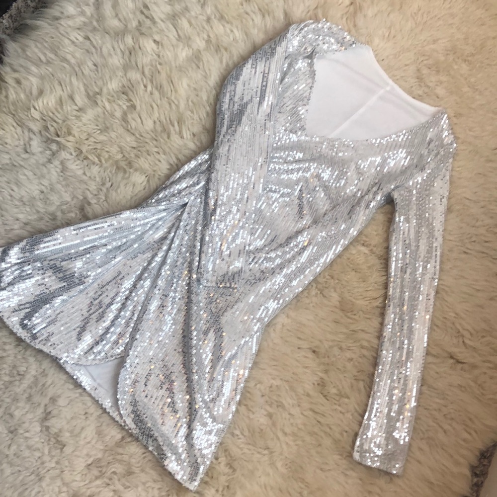 Silver sequin party dress